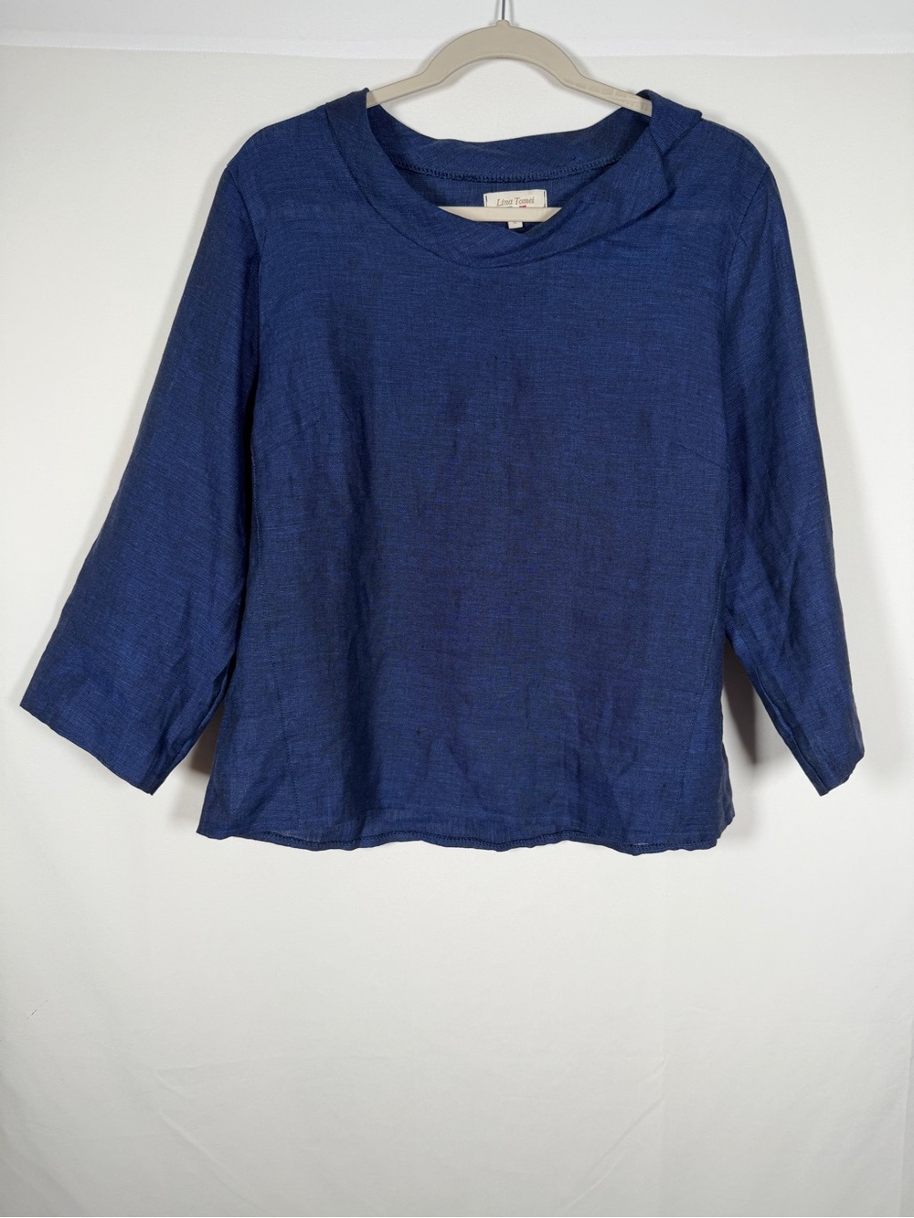 Lina Tomei Italian Linen Relaxed Tunic Blue - Quiet Luxury, Old Money, Capsule